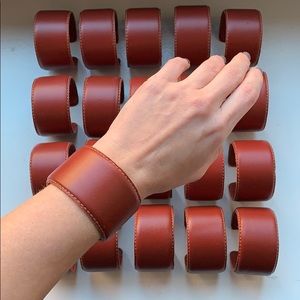 Genuine Leather Cognac Adjustable Cuff Bangle